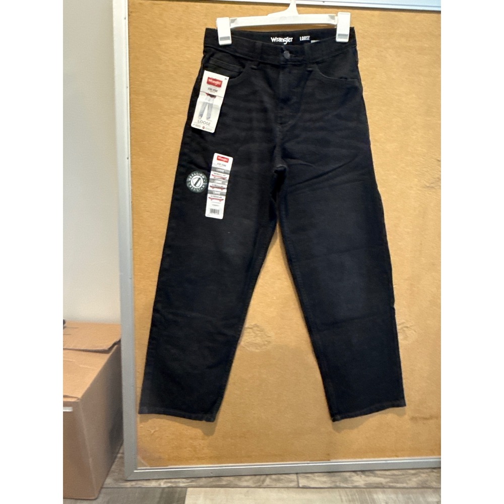 Wrangler Boys Five Star Premium Loose Fit Black Jeans Size 14 Regular NWT
